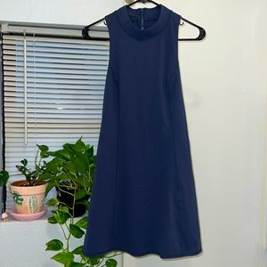 Outdoor Voices Small Bloom Mock Neck Navy Blue Racerback Mini Dress